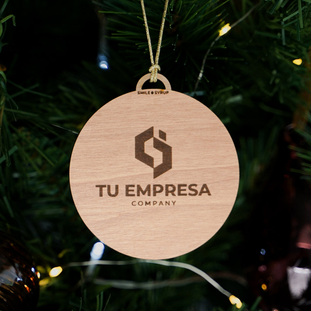 Bola Navidad personalizada logo madera