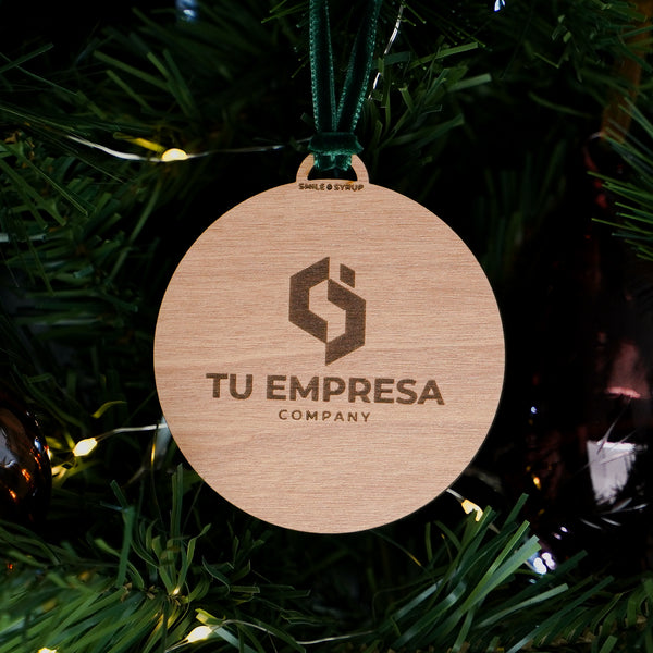 Bola Navidad personalizada logo madera